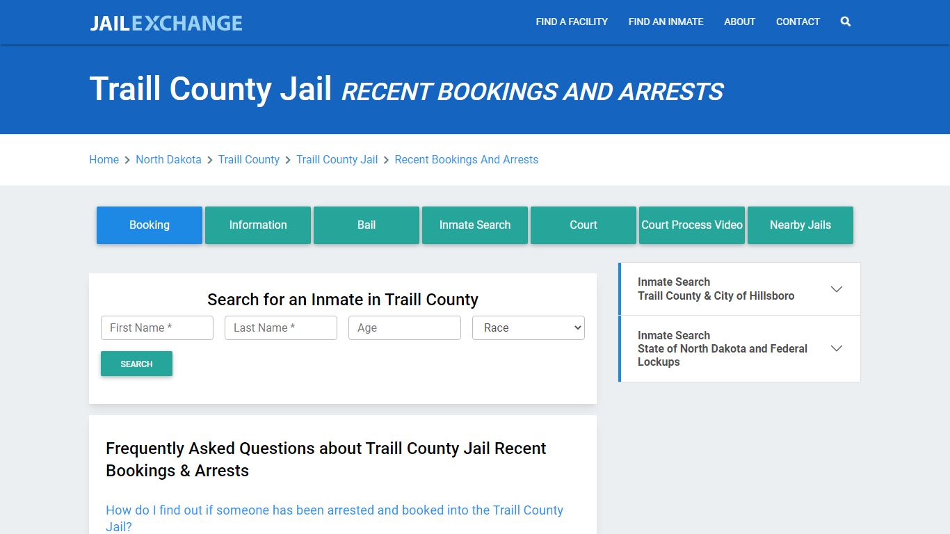 Traill County Jail Recent Bookings And Arrests - Jail Exchange